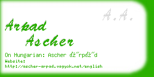 arpad ascher business card